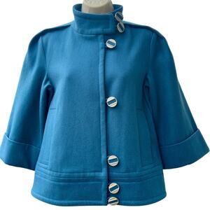 L.A.M.B. Gwen Stefani Women’s Lambswool Coat - Teal Swing Jacket Size 8 Y2k
